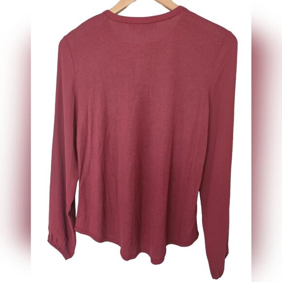 NWT Loft Split Neck Mixed Media Top xS - Picture 6 of 10